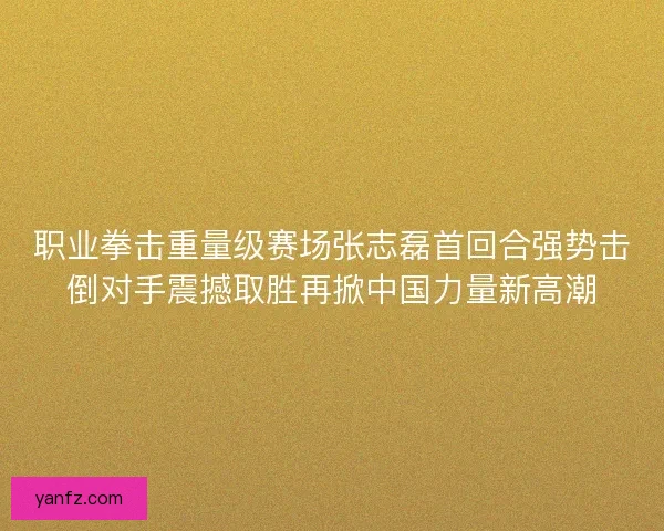 职业拳击重量级赛场张志磊首回合强势击倒对手震撼取胜再掀中国力量新高潮